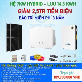 Hệ Thống 7kW - Lưu Trữ 14.3kwh 1 pha trọn gói 